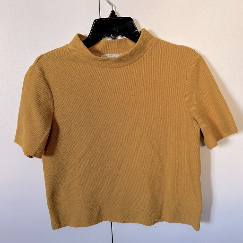 Zara Mock Neck Cropped Sweater